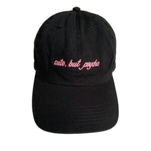 David and Young "Cute, But Psycho" Embroidered Black Hat Baseball Cap Adjustable